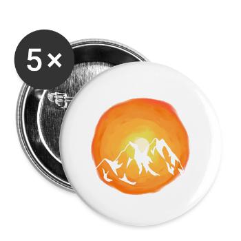 Sonnenschein Gebirge Wildnis Sonnenstrahlen Berg - Buttons groß 56 mm (5er Pack) - Weiß - Vorne