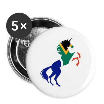 Einhorn Südafrika Flagge TShirt Magisches Einhorn - Buttons groß 56 mm (5er Pack) - Weiß - Vorne