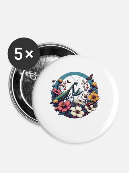 Gottesanbeterin - Buttons groß 56 mm (5er Pack) - Weiß
