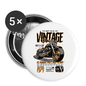 Moto Motards Motard Anniversaire Né En 1979 - Lot de 5 grands badges (56 mm) - blanc - Devant
