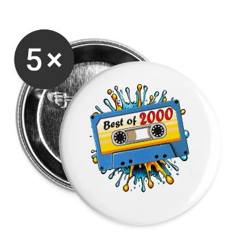 2000 MUSIC CASSETTE BEST OF - Buttons large 2.2''/56 mm (5-pack) - white - Front