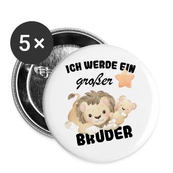 Annoncer la progéniture | Je serai un grand frère en 2025 - Lot de 5 grands badges (56 mm) - blanc - Devant