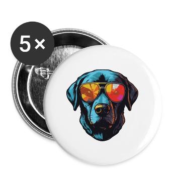Labrador Dog Head Cool - Buttons large 2.2''/56 mm (5-pack) - white - Front