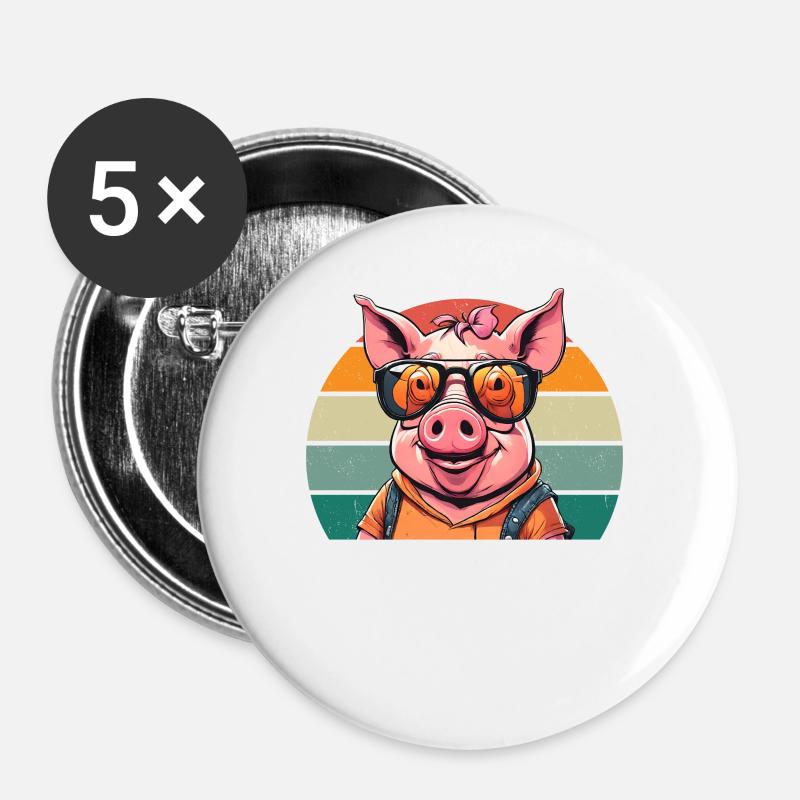 Coolest Pig - Buttons large 2.2''/56 mm (5-pack) - white