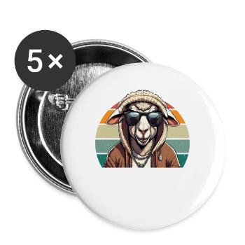 Coolest Sheep - Buttons large 2.2''/56 mm (5-pack) - white - Front
