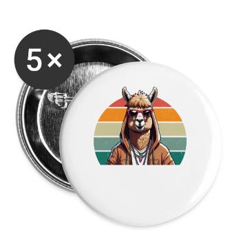 Coolest Alpaca - Buttons large 2.2''/56 mm (5-pack) - white - Front