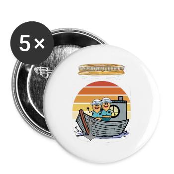 Erdnüsse Matrosen Jungs Seefahrer Seemänner - Buttons groß 56 mm (5er Pack) - Weiß - Vorne