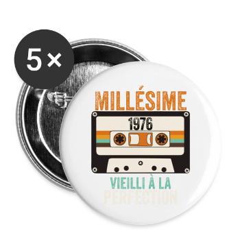 Millésime 1976 vieilli à la perfection - Lot de 5 grands badges (56 mm) - blanc - Devant