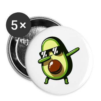 Dabbing Avocado Funny Vegan - Buttons large 2.2''/56 mm (5-pack) - white - Front
