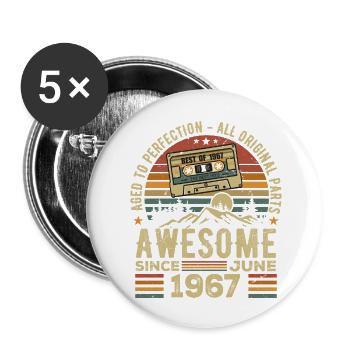 June 1967 Vintage Born In June 1967 Birthday - Buttons large 2.2''/56 mm (5-pack) - white - Front