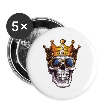 Couronne du roi du crâne - Lot de 5 grands badges (56 mm) - blanc - Devant