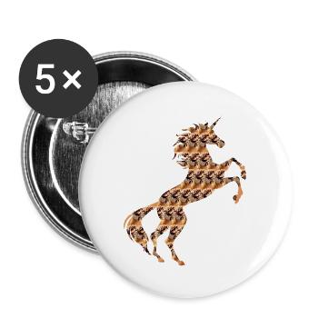 Eistüten Einhorn T-Shirt Magisches Einhorn - Buttons groß 56 mm (5er Pack) - Weiß - Vorne