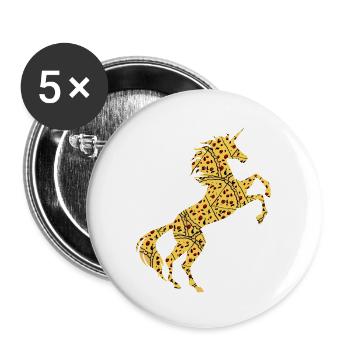 Pizza Einhorn T-Shirt Italienisches Gericht Magisches Einhorn - Buttons groß 56 mm (5er Pack) - Weiß - Vorne