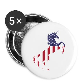 Licorne USA Drapeau T-Shirt Licorne Magique Américain - Lot de 5 grands badges (56 mm) - blanc - Devant