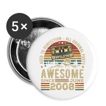 Juni 2008 Jahrgang Jahrgang im Juni 2008 Geburtstag - Buttons groß 56 mm (5er Pack) - Weiß - Vorne