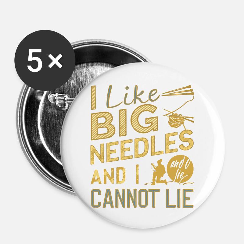 I like big needles and I can't lie - Buttons large 2.2''/56 mm (5-pack) - white