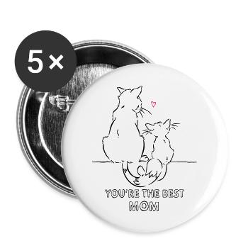 Mom, Best Mom Cat Nope Mother's Day - Buttons large 2.2''/56 mm (5-pack) - white - Front