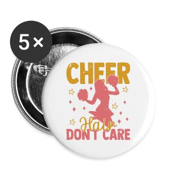 Cheer Hair Don’t Care Pom-pom girl pom-pom girl - Lot de 5 grands badges (56 mm) - blanc - Devant
