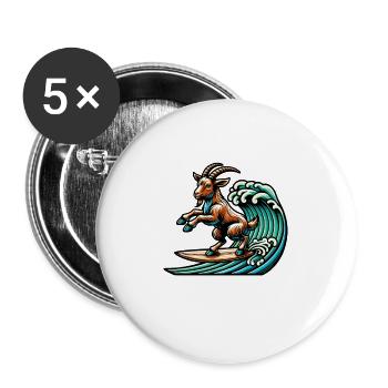 Chèvre de surf - Lot de 5 grands badges (56 mm) - blanc - Devant