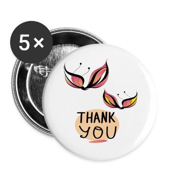 Thank You - Buttons groß 56 mm (5er Pack) - Weiß - Vorne