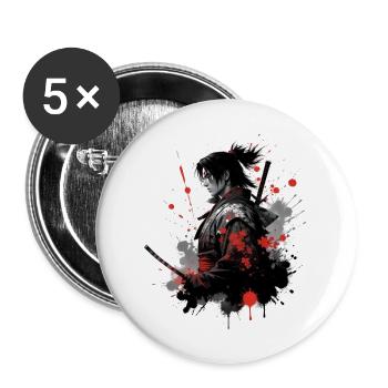 Samurai Warrior Watercolor Design - Buttons large 2.2''/56 mm (5-pack) - white - Front