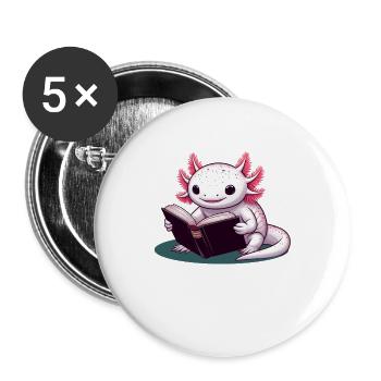 Reading Axolotl - Buttons large 2.2''/56 mm (5-pack) - white - Front