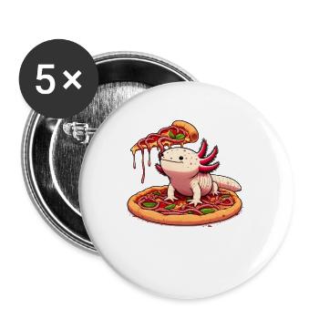 Pizza Party pour Axolotl - Lot de 5 grands badges (56 mm) - blanc - Devant