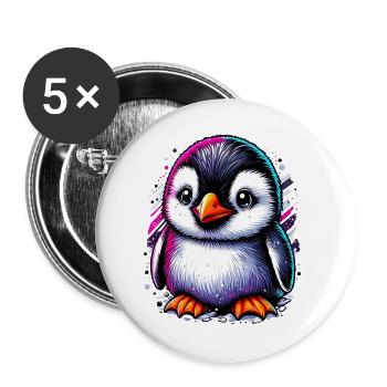Penguin - Buttons large 2.2''/56 mm (5-pack) - white - Front