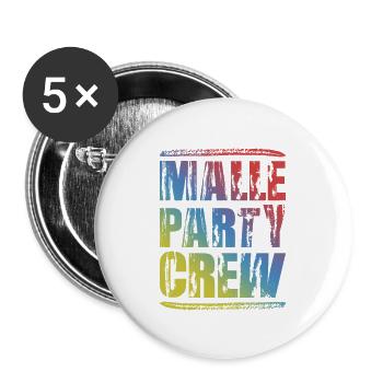 Malle Party Crew Bunt - Buttons groß 56 mm (5er Pack) - Weiß - Vorne