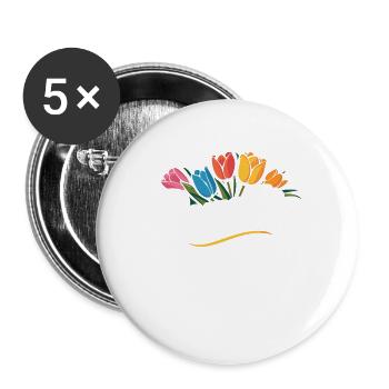 Gezellig Dutch Tupil Pays-Bas Moulin à vent Floral - Lot de 5 grands badges (56 mm) - blanc - Devant