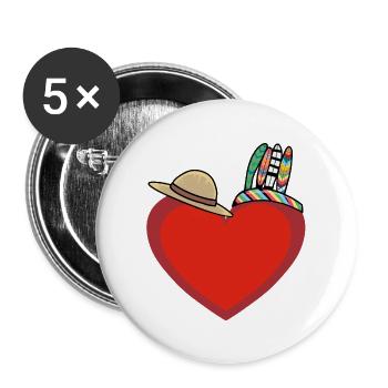 Heart Hearts Wild West USA - Buttons large 2.2''/56 mm (5-pack) - white - Front