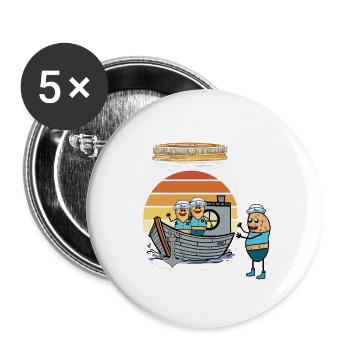 Erdnuss Seemänner Flaschenpost Schiff Boot Ahoi - Buttons groß 56 mm (5er Pack) - Weiß - Vorne