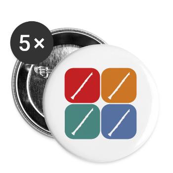 Vintage coucher de soleil clarinette instrument clarinette musique - Lot de 5 grands badges (56 mm) - blanc - Devant