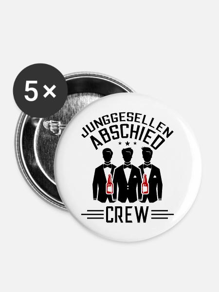 Junggesellen Abschied Crew - Buttons groß 56 mm (5er Pack) - Weiß