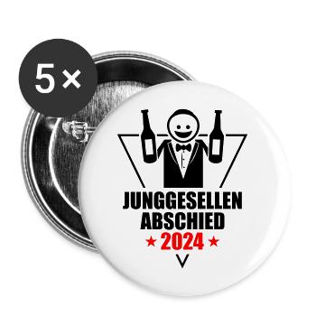 Bachelor Party 2024 Bachelor Party - Buttons large 2.2''/56 mm (5-pack) - white - Front