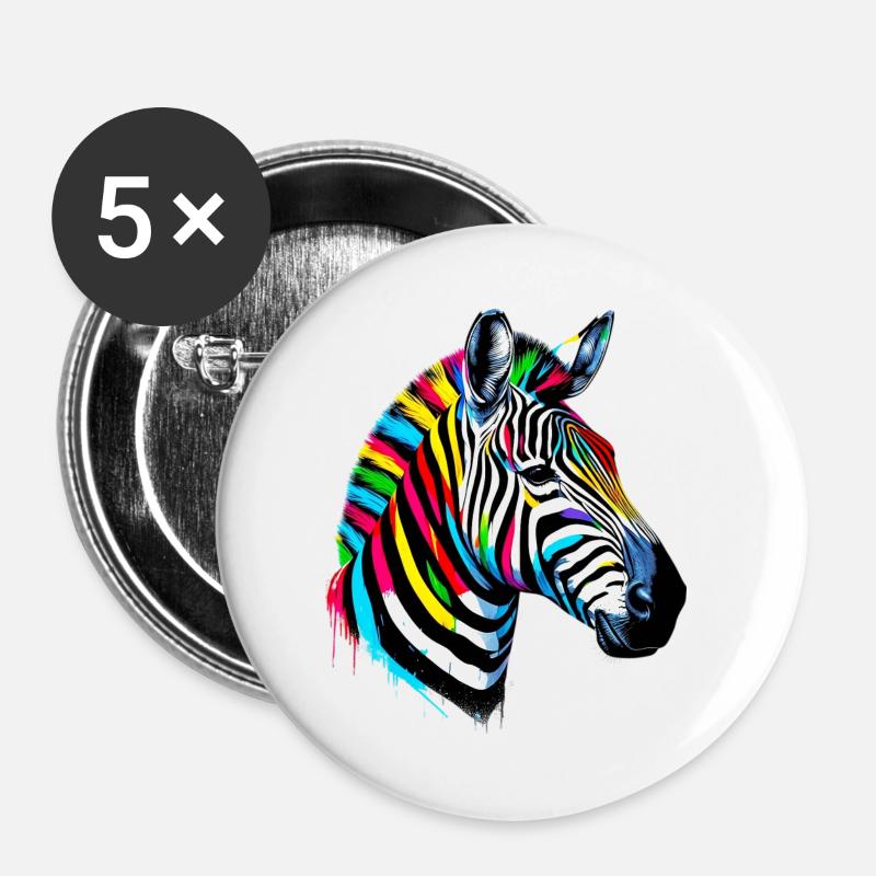 Zebra - Buttons groß 56 mm (5er Pack) - Weiß