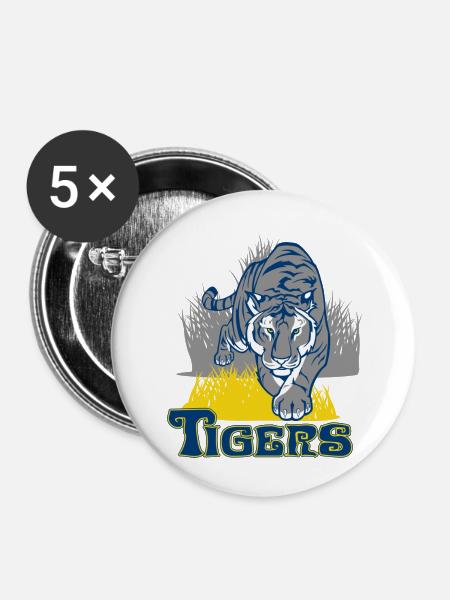 Tiger - Buttons groß 56 mm (5er Pack) - Weiß
