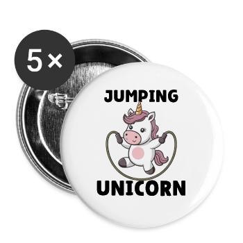 Licorne sauteuse - Lot de 5 grands badges (56 mm) - blanc - Devant