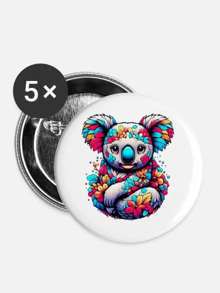 Koala - Buttons groß 56 mm (5er Pack) - Weiß