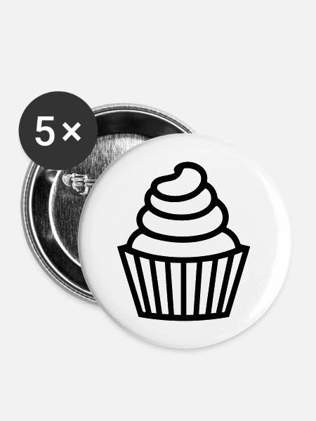 Cupcake - Buttons groß 56 mm (5er Pack) - Weiß