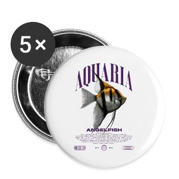 Altum Kaiserfisch Cichlid Fish Keeper Streetwear - Buttons groß 56 mm (5er Pack) - Weiß - Vorne