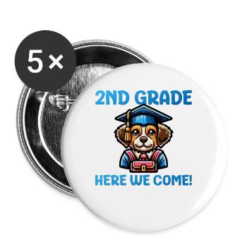 2e année Nous voici - Lot de 5 grands badges (56 mm) - blanc - Devant