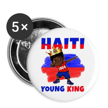 Haiti Junger König Haiti Flagge Melanin für Schwarze Jungen - Buttons groß 56 mm (5er Pack) - Weiß - Vorne