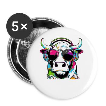 VACHE - Lot de 5 grands badges (56 mm) - blanc - Devant