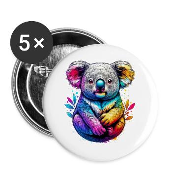 Koala - Lot de 5 grands badges (56 mm) - blanc - Devant