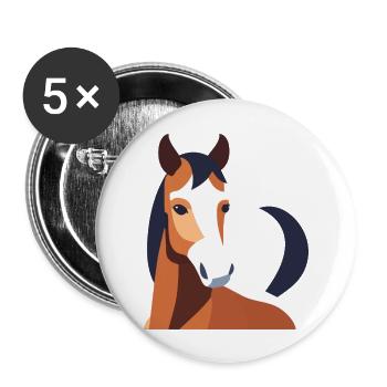 Horse with brown fur - Buttons large 2.2''/56 mm (5-pack) - white - Front