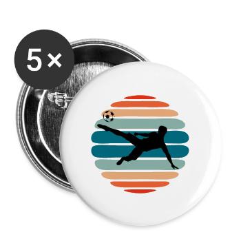 football lovers retro sunset footballer shooter - Lot de 5 grands badges (56 mm) - blanc - Devant