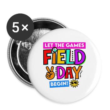 School Field Days Let the Games Begin Teacher 2024 - Buttons large 2.2''/56 mm (5-pack) - white - Front