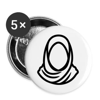 Hijab Kopftuch Muslimische Frau - Buttons groß 56 mm (5er Pack) - Weiß - Vorne