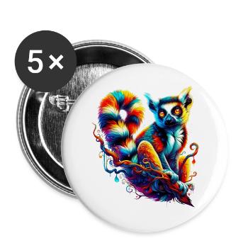 Lémurien - Lot de 5 grands badges (56 mm) - blanc - Devant